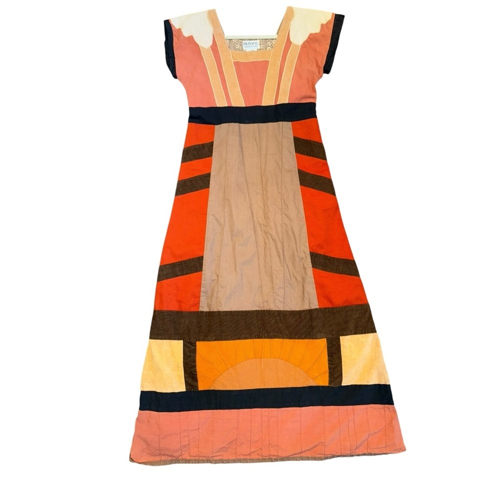 Vintage Folk Art Patchwork Bohemian Hippie Artsy Dress XS / S - Picture 9 of 17